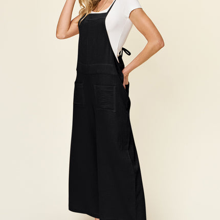 Double Take Full Size Texture Sleeveless Wide Leg Overall