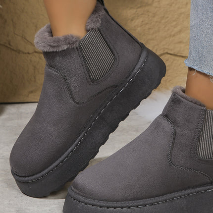 Suede Round Toe Platform Boots