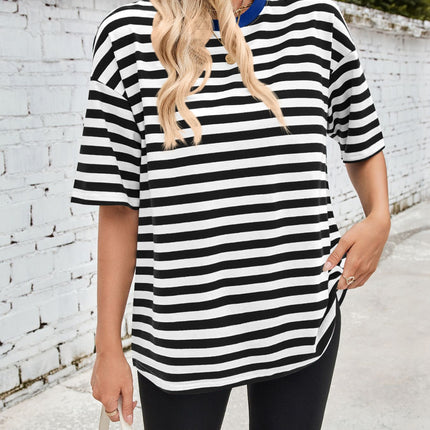 Lovelet Striped Round Neck Half Sleeve T-Shirt