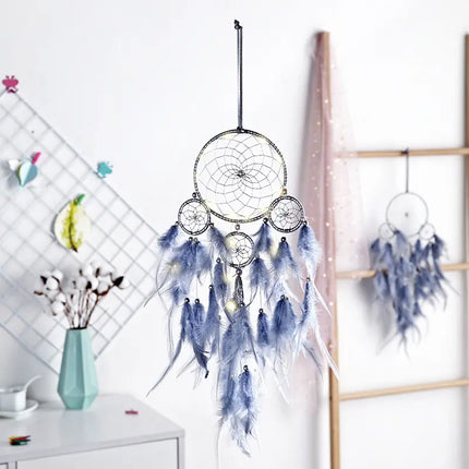 2023 New Dream catchers Retro 5 Ring Dream Catchers Home Decoration Indians Natural Stone Tree of Life Dreamcatcher Wall Hanging