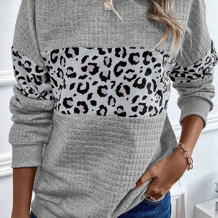 Leopard Round Neck Long Sleeve Sweatshirt