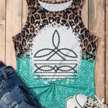Leopard Geometric Round Neck Tank