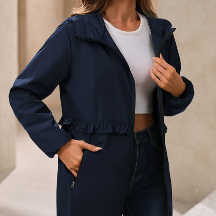 Outdoor Waterproof Long Sleeve Hooded Windbreaker