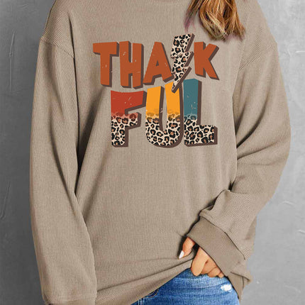 Letter Graphic Round Neck Long Sleeve Sweatshirt