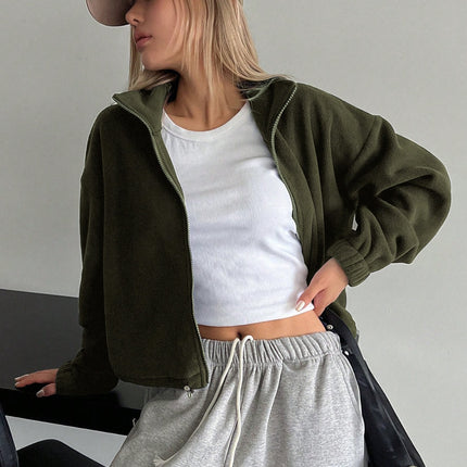 Honey Zip Up Long Sleeve Cropped Jacket