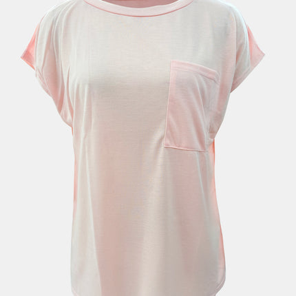 Full Size Round Neck Cap Sleeve T-Shirt