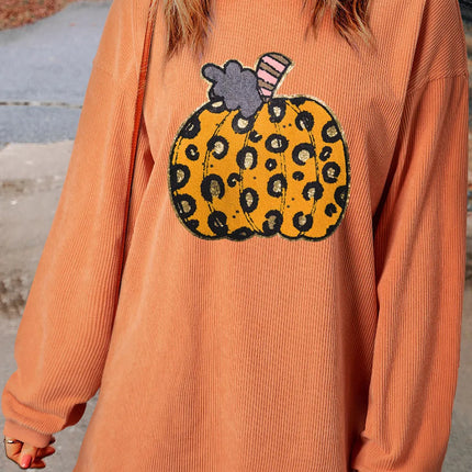 Pumpkin Round Neck Long Sleeve Sweatshirt