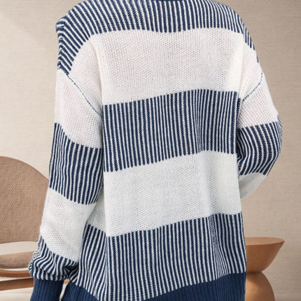 Striped Round Neck Long Sleeve Sweater