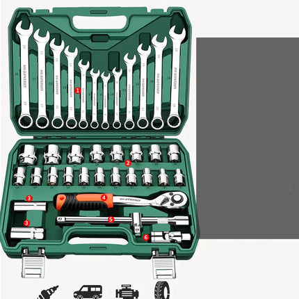 Multi-functional wrench set / dull wrench set open-end wrench set 150-piece set quick wrench combination