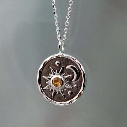 Alloy Inland Zircon Sun & Moon Necklace