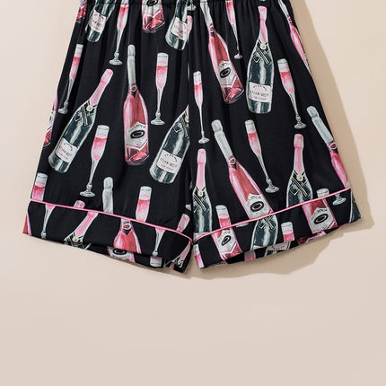 Champagne Print Short Sleeve Top and Shorts Set