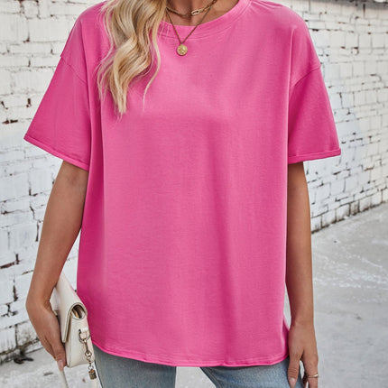 Lovelet Exposed Seam Round Neck Half Sleeve T-Shirt