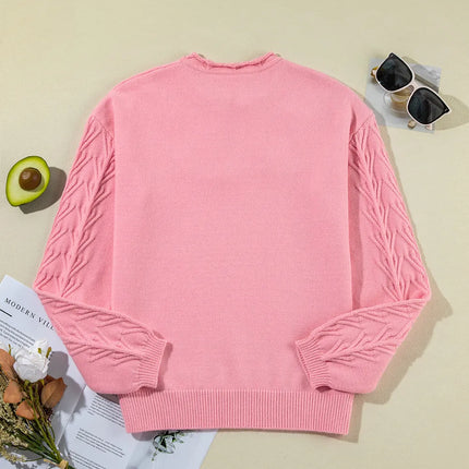 Notched Long Sleeve Sweater