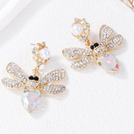Natural Stone Bee Dangle Earrings