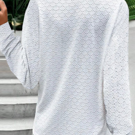 Eyelet Notched Long Sleeve T-Shirt