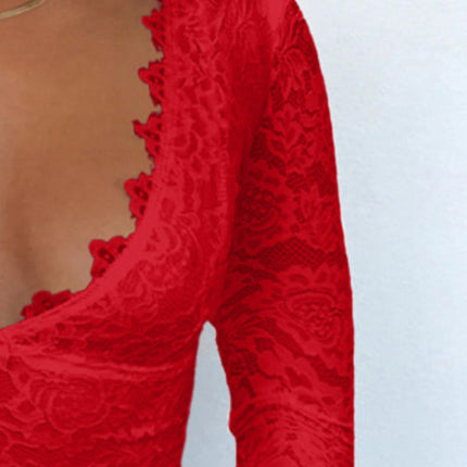 Devine V-Neck Long Sleeve Lace Top