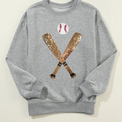 Sequin Baseball Long Sleeve Sweatshirt