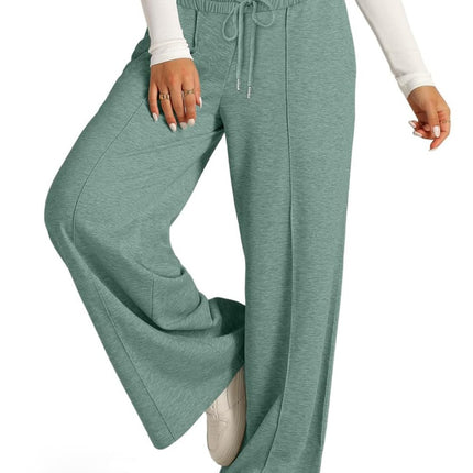 Drawstring Elastic Waist Wide Leg Pants