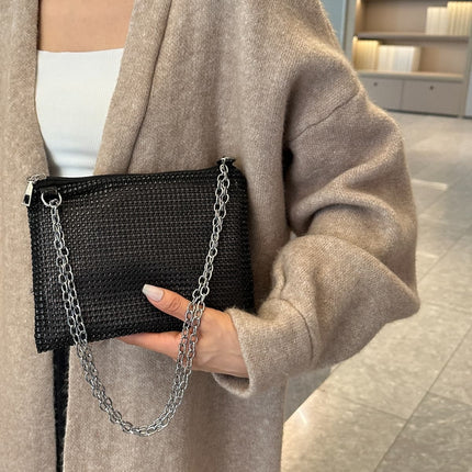 Rhinestone Polyester Chain Crossbody Bag