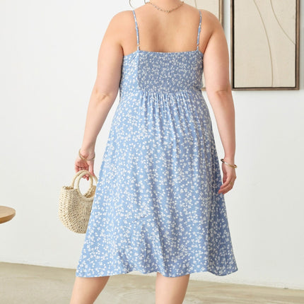 Zenobia Plus Size Cutout Floral Spaghetti Strap Dress