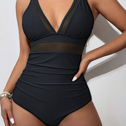 V-Neck One-Piece Swimwear