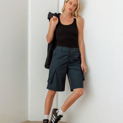 Tasha Apparel Navy Cargo Bermuda Shorts