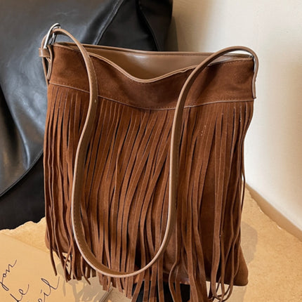 Suede Fringe Adjustable Strap Shoulder Bag