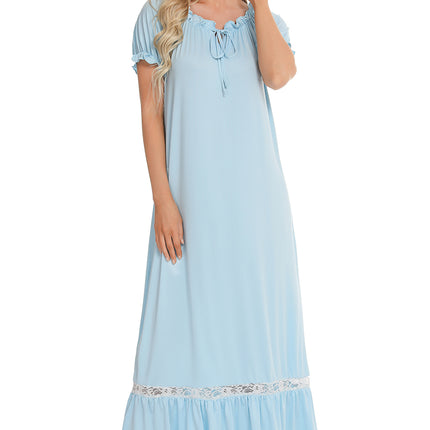 Lace Detail Short Sleeve Lounge Dress