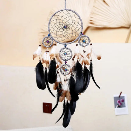 2023 New Dream catchers Retro 5 Ring Dream Catchers Home Decoration Indians Natural Stone Tree of Life Dreamcatcher Wall Hanging