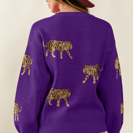 BiBi Tiger Pattern Long Sleeve Sweater