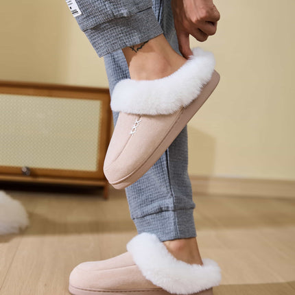 Fluff Trim Round Toe Flat Slippers