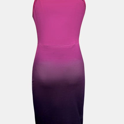 Slit Ruched Gradient Cami Dress