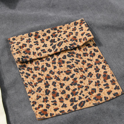 Leopard Button Up Drop Shoulder Jacket