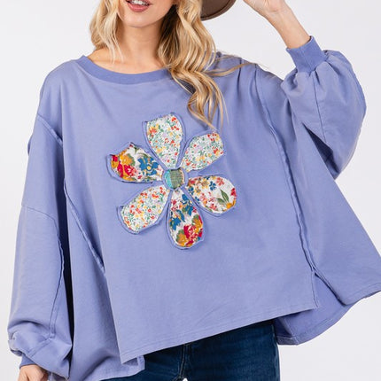 SAGE + FIG Flower Patch Dropped Shoulder Oversize Top