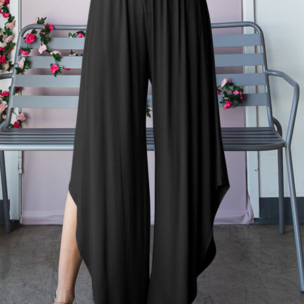 Heimish Full Size Frill Slit High Waist Wide Leg Pants