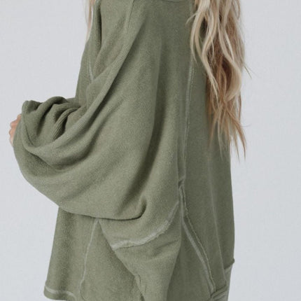 Exposed Seam Single Shoulder Long Sleeve Top