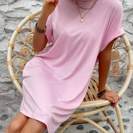 Round Neck Short Sleeve Mini Dress