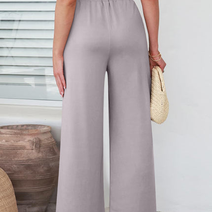 Elastic Waist Wide Leg Pants