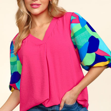 Haptics V-Neck Half Sleeve Blouse