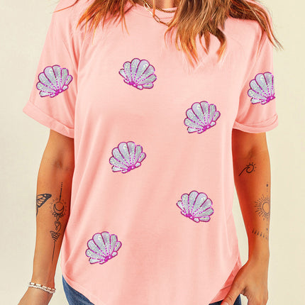 Shell Round Neck Short Sleeve T-Shirt