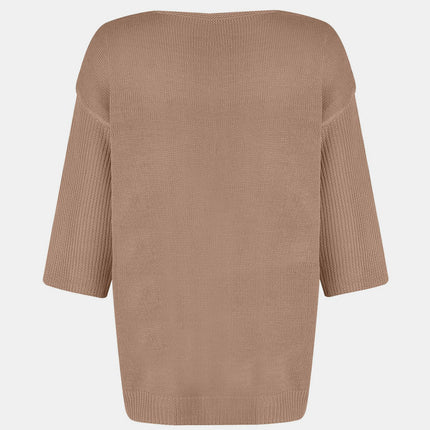 V-Neck Three-Quarter Sleeve Knit Top