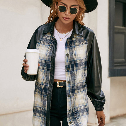 Ivy Lane Plaid Button Down Raglan Sleeve Jacket