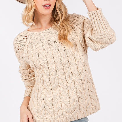 SAGE + FIG Cable-Knit Long Sleeve Sweater