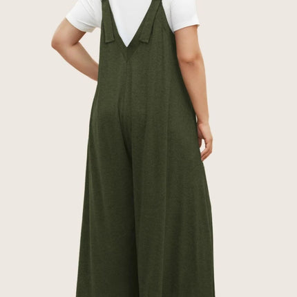 Full Size Pocketed Wide Leg Overalls