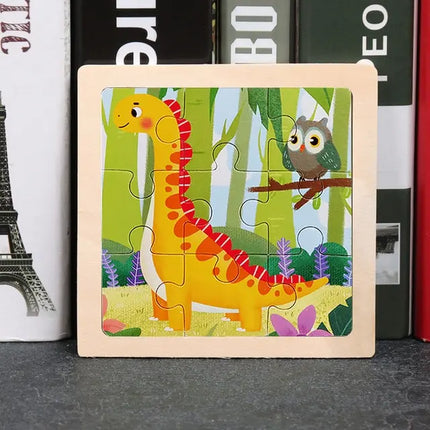 11X11CM Kids Wooden Puzzle Cartoon Animal Traffic Tangram Wood Puzzle Toys Educational Jigsaw Toys for Children GiftS