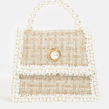 Fame Pearly Trim Woven Handbag