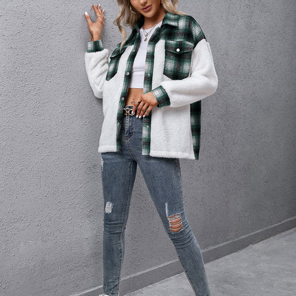 Ivy Lane Plaid Collared Neck Button Down Jacket