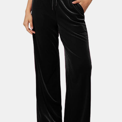 Drawstring Elastic Waist Straight Leg Pants