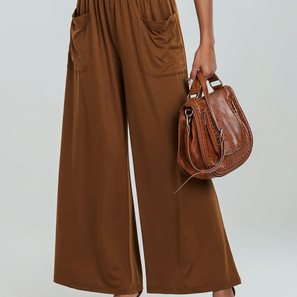 Pocketed Elastic Waist Wide Leg Pants