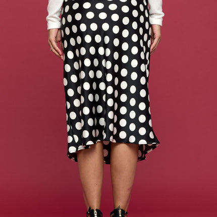 RENEE C Polka Dot Satin Midi Skirt